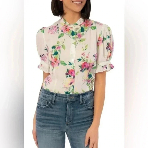 Kut From The Kloth Women’s Gemma Ruffle Collar Blouse Top Size Small - Picture 1 of 8